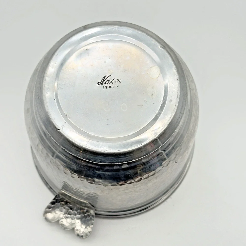 Vintage Mid Century Hammered Aluminum Ice Bucket Made In Italy